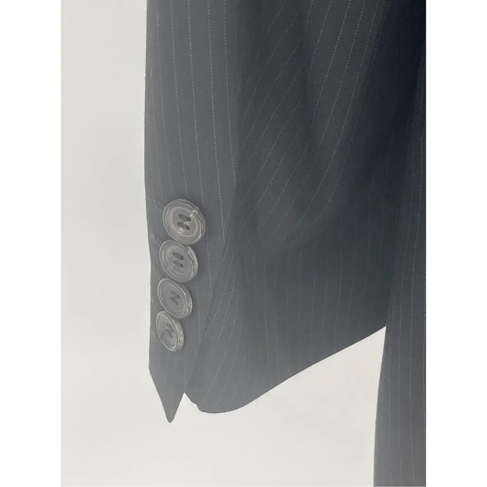 Hugo Boss Blazer Sport Coat Men's Size 40 S‎ Black Striped Super 100 Wool